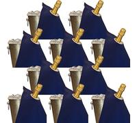 BOTTLECLOTHS - Classic Collection, Panni per Bottiglie con Anello in Metallo per Secchielli del Ghiaccio, Cotone, 42 cm, Foro Angolare (Blu Reale con Anello in Metallo Argentato , Confezione da 10)