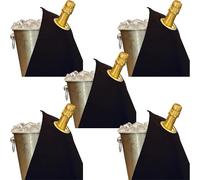 BOTTLECLOTHS - Classic Collection, Panni per Bottiglie con Anello in Metallo per Secchielli del Ghiaccio, Cotone, 42 cm, Foro Angolare (Nero con Anello in Metallo Dorato, Confezione da 5)