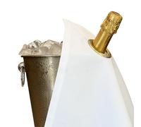 BOTTLECLOTHS - Classic Collection, Panno per Bottiglie con Anello in Metallo per Secchielli del Ghiaccio, Cotone, 42 cm, Foro Angolare (Bianco con Anello in Metallo Dorato, Confezione da 1)