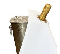 BOTTLECLOTHS - Classic Collection, Panno per Bottiglie con Anello in Metallo per Secchielli del Ghiaccio, Cotone, 42 cm, Foro Angolare (Bianco con Anello in Metallo Argentato , Confezione da 1)