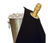 BOTTLECLOTHS - Classic Collection, Panno per Bottiglie con Anello in Metallo per Secchielli del Ghiaccio, Cotone, 42 cm, Foro Angolare (Nero con Anello in Metallo Dorato, Confezione da 1)