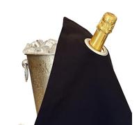 BOTTLECLOTHS - Classic Collection, Panno per Bottiglie con Anello in Metallo per Secchielli del Ghiaccio, Cotone, 42 cm, Foro Angolare (Nero con Anello in Metallo Argentato, Confezione da 1)
