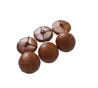 Bottone, 6 pezzi/lotto Bottoni rivestiti in vera pelle 15/19/21/23/26mm Bottoni in pelle beige nero marrone for cappotti Giacca Fibbia caffè-20mm (Color : Football coffee, Size : 15mm)