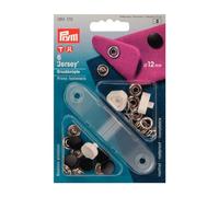 Prym Bottoni automatici senza cuciture in ottone liscio, 12 mm, Nero, 6 unità
