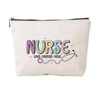 Bottone Borsa per il trucco con lettere ispiratrici stampate per le donne in finto lino da viaggio borsa organizer regalo motivazionale, Ymhzb3353