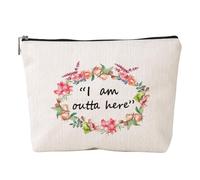 Bottone Borsa per il trucco con lettere ispiratrici stampate per le donne in finto lino da viaggio borsa organizer regalo motivazionale, Ymhzb3302