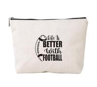 Bottone Borsa per il trucco con lettere ispiratrici stampate per le donne in finto lino da viaggio borsa organizer regalo motivazionale, Ymhzb3371