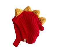 Bottone Cappello lavorato a maglia a tema dinosauro, morbido, caldo ed elegante, 3-8 anni, per bambini, per avventure invernali, adorabile design con dinosauri, Rosso, Taglia unica