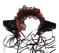 Bottone Cerchietto per capelli a forma di orecchio in pizzo plissettato con campane, per cosplay, feste, scattare foto, copricapo per Halloween per adolescenti