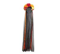 Bottone Fascia per capelli con velo lungo con nastro per il giorno dei morti, fascia per capelli per cosplay, accessorio per capelli per donne, decorazioni per capelli di Halloween