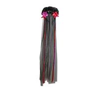 Bottone Fascia per capelli con velo lungo con nastro per il giorno dei morti, fascia per capelli per cosplay, accessorio per capelli per donne, decorazioni per capelli di Halloween