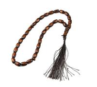 Bottone Masbaha 33 perline in autentico legno indonesiano alla moda, accessorio alla moda per preghiera musulmana e guida spirituale boschi indonesiani, Misura unica, come descritto