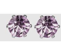 Bottone Orecchino Acciaio Chirugico Luce Ametista 2 Ctw Swarovski Pietra Element