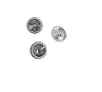 Bottoni 12,5/15/18/21MM Bottoni rotondi con strass, decorazione alla moda, gioielli, bottoni in metallo dorato, accessori for cucire abbigliamento fai da te(Grey silver,12.5mm 6pcs)