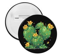 Bottoni a forma di cactus con fiori del deserto gialli spille distintivi in latta spille da bavero artigianali per camicie vestiti borsa accessorio, 1PCS, plastica e latta