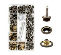 Bottoni a Pressione di Metallo - Bottoni Automatici a Pressione con Vite in Acciaio Inox e Ottone - Bottone a Pressione Antiruggine per Cucito, Pelle, Abbigliamento, Borse e Fai da Te - Bronzo 50 Set