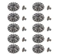 Bottoni a vite in metallo con motivo floreale decorativo Canna di fucile 16,5 mm Bottoni a vite per rilegatura per borse e valigie 10 set con viti incrociate da 4,5 mm