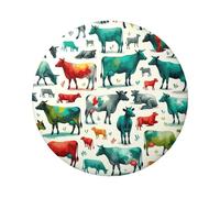 Bottoni colorati da 6 cm, motivo mucca laminata, confezione da 5, distintivi rotondi con finitura lucida e pinback sicuro