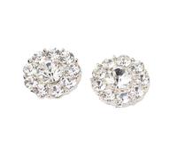 Bottoni Con Strass Arrivo bottone in strass trasparente da cucire sul centro del fiore decorazione della sedia matrimonio 15-18 mm 5 pezzi gambo posteriore colore argento per i Vestiti(15MM 5PCS)