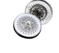 Bottoni con strass, Bottoni for abbigliamento con strass perlati, 10 pezzi, multicolori, dimensioni multiple, for cucito fai da te donna(White Silver,25mm-10pcs)