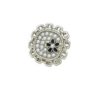 Bottoni da cucire con strass e perle finte, Bottoni in lega con gambo perlato e strass, 18/22 mm, 20 pezzi, multicolore(Silver,18 mm)