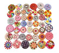 Bottoni Da Cucito 100 Pezzi, Fantasia E Abbigliamento In Legno, Rotondo Vintage