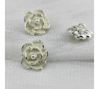 Bottoni di perle, 6 bottoni Camellia da 18/23 mm for lavori a maglia, bottoni di lusso con gambo in metallo bianco e nero, perline di perle, accessori for cucire fai da te(Metal Silver Wt,23mm 6pcs)