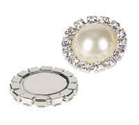 Bottoni di perle, All' ingrosso 20 pz retro vintage rotondo cristallo finto avorio perla strass pulsanti Bulk, bottoni per cucire Bottone in cristallo strass perla 18 mm FlatBack