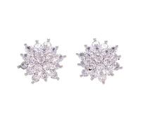 Bottoni Gioiello 2 pezzi scintillanti bottoni con gambo a forma di fiore in zircone pieno for cappotti, maglioni, frangivento, fai da te, bottoni da cucito, accessori di lusso(White)