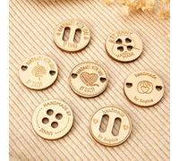 Bottoni in legno personalizzati per artigianato, etichette personalizzate con nome "Handmade with Love", set di 15 pezzi, perfetti per lavorare a maglia, uncinetto, cucito, scrapbooking, Natale,