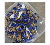 Bottoni in metallo 10 pezzi con gambo in strass a cuore da 11 mm | Bottoni perforati con taglio a cuore perlato for lavorare a maglia cappotti sartoriali all'uncinetto(Sapphire Blue)