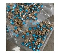 Bottoni in metallo 10 pezzi con gambo in strass a cuore da 11 mm | Bottoni perforati con taglio a cuore perlato for lavorare a maglia cappotti sartoriali all'uncinetto(Lake blue)