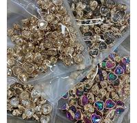 Bottoni in metallo 10 pezzi con gambo in strass a cuore da 11 mm | Bottoni perforati con taglio a cuore perlato for lavorare a maglia cappotti sartoriali all'uncinetto(Champagne)