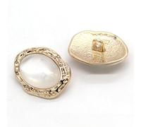 Bottoni in metallo con perle 10 pezzi con gambo a cuore alieno for cappotto | Bottoni in perla lucida in lega di zinco for lavorare a maglia, uncinetto, sartoria fai-da-te(White,17mm)