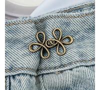 Bottoni in metallo regolabili per jeans, bottoni in vita riutilizzabili a forma di fiore, bottoni staccabili senza cuciture per pantaloni e gonne - bronzo - 2 pezzi