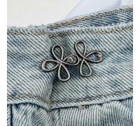 Bottoni in metallo regolabili per jeans, bottoni in vita riutilizzabili a forma di fiore, bottoni staccabili senza cuciture per pantaloni e gonne, neri, 2 pezzi