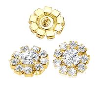 Bottoni in Strass, 24PCS Pulsante Oro Cristallo Fiore Abbellimenti Artigianato Sfuso per Cardigan Abbigliamento Cucito Decorazione di Nozze