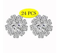 Bottoni in strass, Commercio all'ingrosso 24PCS 16MM Strass bottoni cristallo fiore abbellimenti artigianato sfuso Bottone in cristallo strass per cardigan cucito decorazione (gambo)