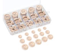 bottoni legno, 140 pezzi, bottoni, bottoni legno per bambini con 2 fori, bottoni naturale, ideali per cucire e creare decorazioni, 15/20/25 mm