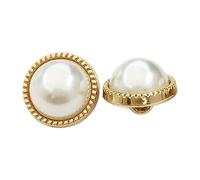 Bottoni rotondi in oro con perle, Colore 1, 15mm, 6 pezzi