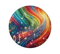 Bottoni rotondi laminati con note musicali astratte, colorate, 6 cm, confezione da 5, con finitura lucida e chiusura sicura
