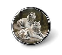 Bottoni rotondi vuoti con logo White Tigers, spille trasparenti per progetti creativi, accessori per la creazione di distintivi