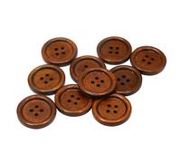 Bottoni rustici in legno marrone, 25 mm (40 l), con 4 fori (confezione da 10), bottoni rotondi naturali con finitura liscia, cucito ecologico, per abbigliamento, lavoro a maglia e progetti fai da te