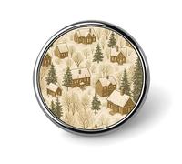 Bottoni spilla Snowy Village in Golden Hour per abito da donna, camicetta, top scollati, decorazione in tessuto