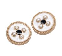 bottoni vintage, Bottoni 6 pezzi in metallo alla moda con perle sintetiche for indumenti, maglioni da donna, bottoni decorativi grandi, accessori cucito(White Black,25mm)