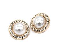 bottoni vintage, Bottoni 6 pezzi in metallo dorato con perle for abbigliamento da donna, giacca, abito, bottoni decorativi strass(Gold,18mm)