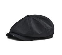 BOTVELA 8 Pezzi Newsboy Flat cap 100% Cotone Gatsby Ivy Golf Cabbie Hat, Nero, 7.125
