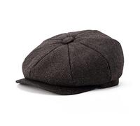 BOTVELA Cappello da uomo a 8 pannelli, a spina di pesce, misto lana, marrone, S