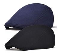 BOTVELA Cappello da uomo in cotone con cappuccio piatto Gatsby, berretto, edera cabbie Newsboy, nero/blu marino., Taglia unica