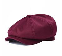 BOTVELA Cappello da Uomo Newsboy Piatto 100% Cotone Gatsby Ivy Golf Cabbie Hat, Borgogna, 7.375